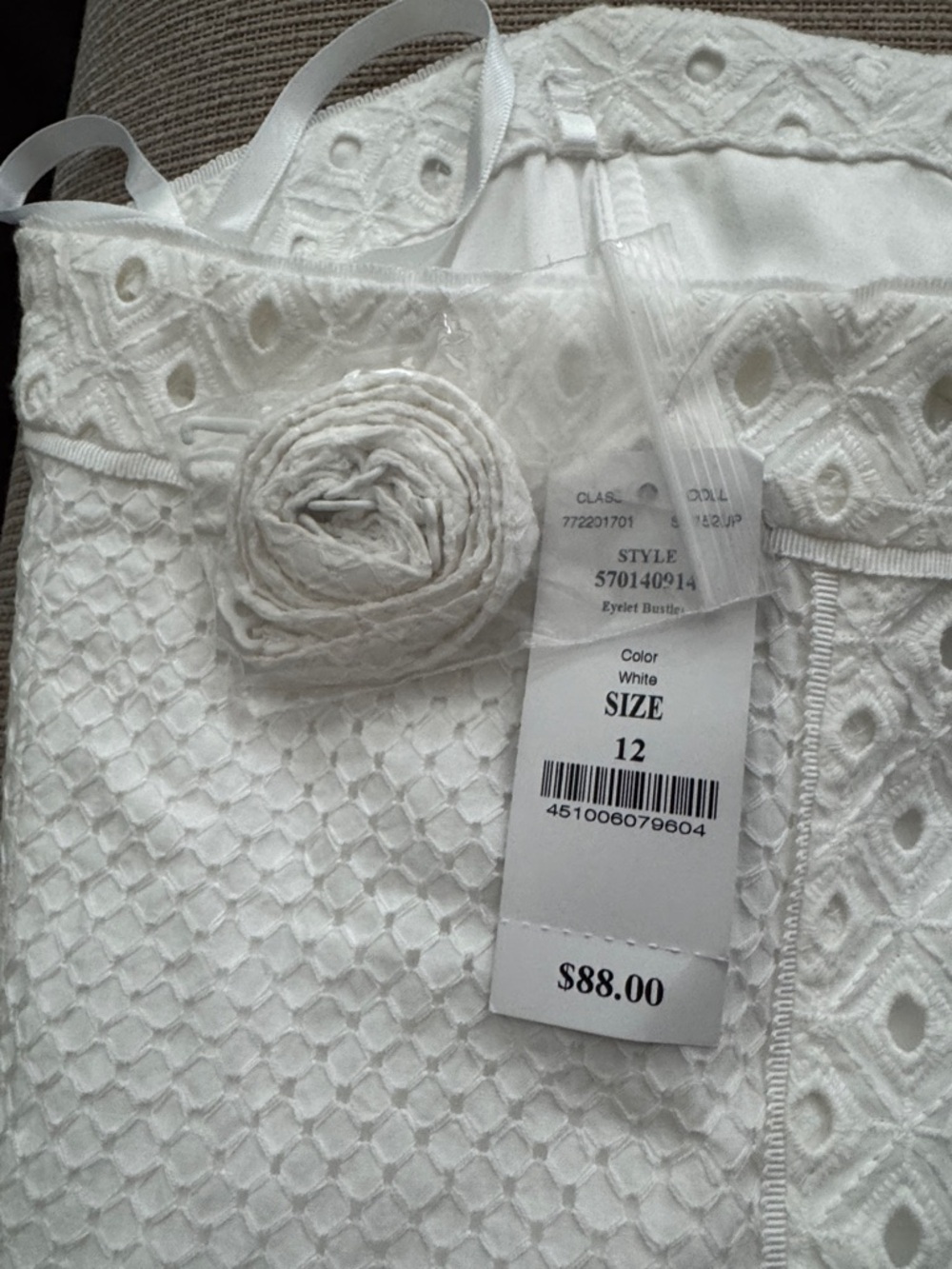 White House Black Market White Eyelet Strapless Peplum Tank - Picture 4 of 5